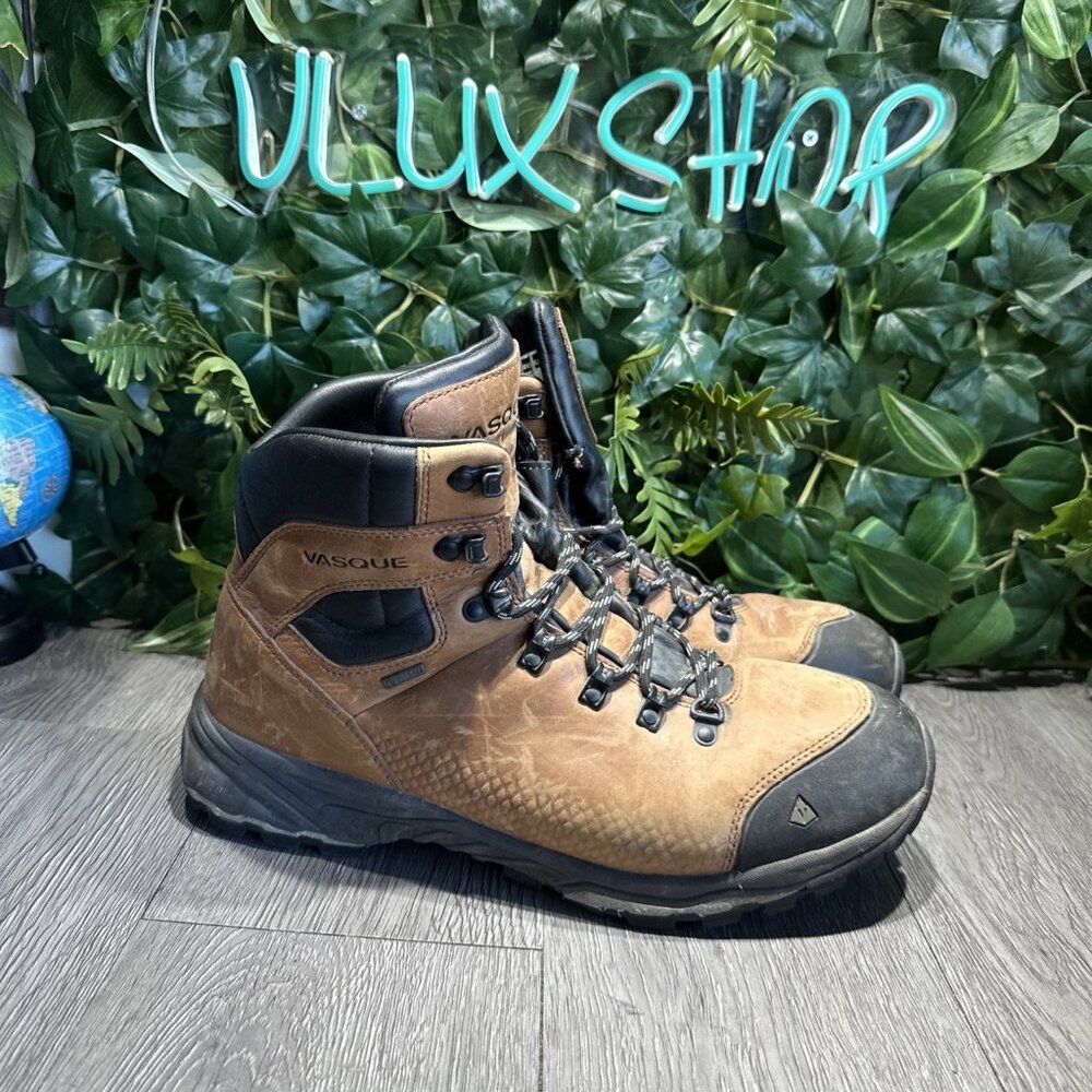 Vasque St. Elias FG GTX Hiking Boots Brown Leather Cognac 7146 Gortex Sz 13 W